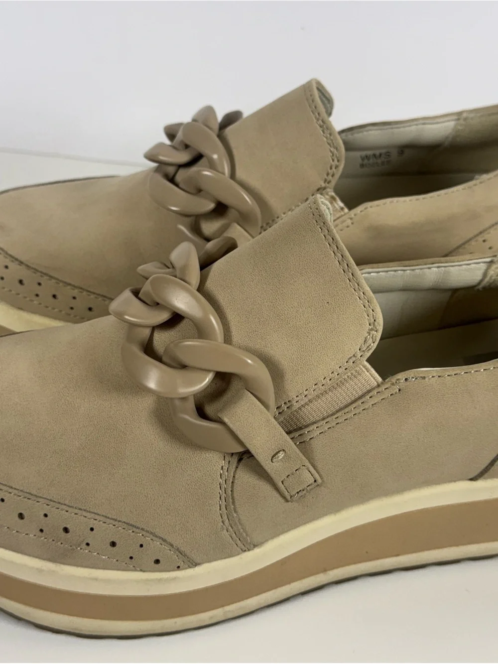 Dolce Vita Taupe Platform Chain Loafer